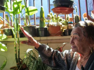 Brazil Antonia prays for plants that failed in barren lands